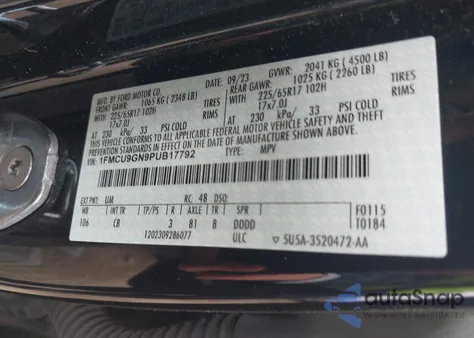 2023 Ford Escape Active from USA, damaged, VIN 1FMCU9GN9PUB17792